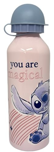 CARTOON Aluminium Trinkflasche Stitch Flasche mit Schnuller für Kinder 500ml hellblau
