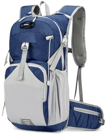 Outplea Zaino da ciclismo traspirante, impermeabile, con copertura per casco, per mountain bike, corsa, escursionismo, sci, passeggiate, Blu