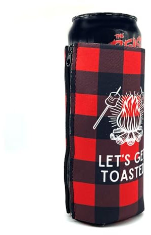 ZipSip NONMAGNET - Adjustable All-In-One Coozie with Zippers for Cans, Bottles, Slim Cans, Pint Glasses, Party Cups, Coffee – Can Cooler - Insolated Neoprene Sleeve - Let's Get Toasted, XL