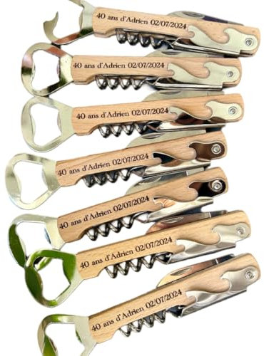 décapsuleur en bois personnalisable-ouvre bouteille personnaisé-cadeau anniversaire mariage témoin EVJF EVG cadeau parrain-gravure laser-texte et symbole au choix- pour maison cuisine bar