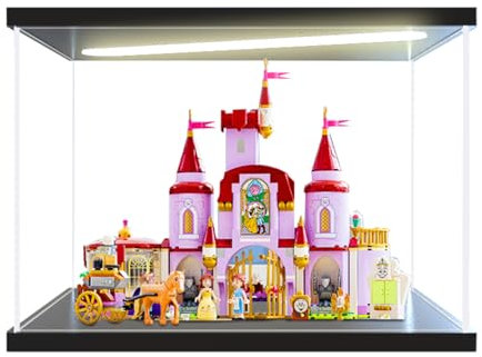 Figuren-Displaybox für LE-GO für 43196 für Belle und das Schloss des Biests, Acryl, staubdicht, transparent, benutzerdefinierte Vitrine (kein Modell) (obere Leuchtbox)