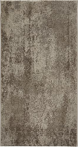 andiamo Luna Zeitloser Webteppich | Kurzflor Teppich für Esszimmer, Wohnzimmer Schlafzimmer im Vintage Look | Wohnzimmerteppich | Taupe 80 x 150 cm