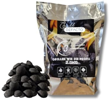 DEFACTO Bricchette per barbecue, carbone ecologico, per grigliate semplici ed efficienti, accensione rapida, lunga durata, 15 kg