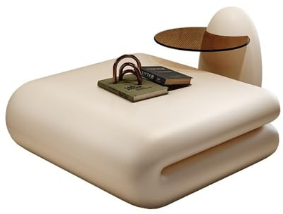 ZZlei2yu-12 Beistelltisch Minimalistischer, kreativer Couchtisch aus Glas, luxuriöses Design, Tischset in Buchform for Moderne Wohnzimmer Wohnzimmertisch Tisch(Weiß,100cm)