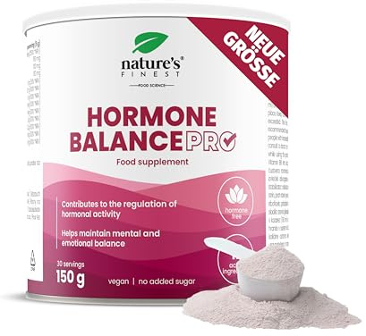 Nature's Finest Hormone Balance PRO, Trinkpulver 150 g | Mit Vitamin B6, Ashwagandha, Johanniskraut, Baldrian, Zink & Vitamin C - Himbeergeschmack, glutenfrei