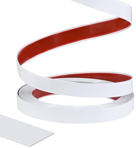 8 M Moulure Décorative Autoadhésive, Blanc Moulure Adhesive Decorative Murale, Baguette de Finition PVC pour Murs, Portes, Fenêtres, Moulure Miroir, Plafonds, Carrelage - Esthétique, Durable