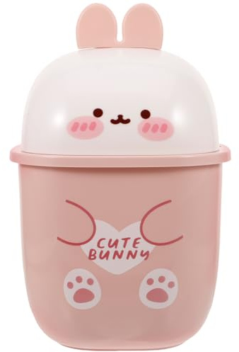 JECOMPRIS Mini Poubelle de Bureau: Corbeille avec Couvercle pour Chambre Étudiant - Rangement Plastique pour Table Maison (25,00x16,40 cm)