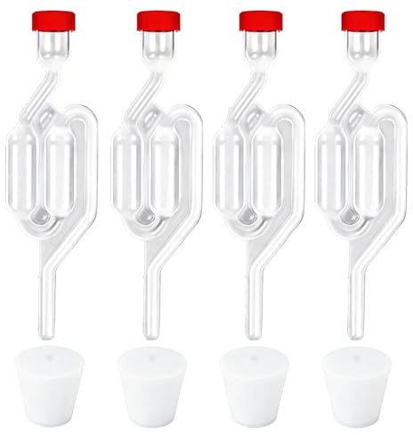 Xgvzs 4 Stück Gärröhrchen für Weinballon Gärröhrchen Transparent Gärbehälter für Einkochen Brauen Wein Machen Sauerkraut Gären
