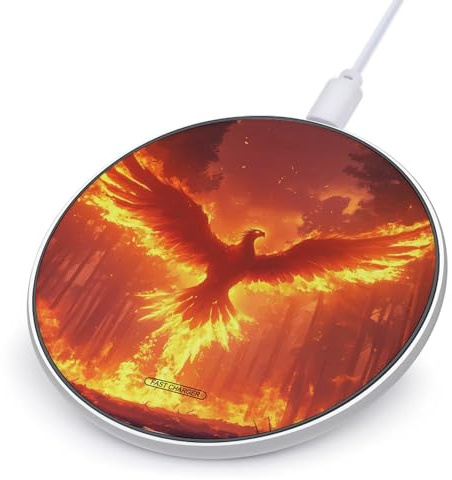 Phoenixs And Fire Funny Wireless Charger 10W Fast Charging Pad Compatible with iPhone Galaxy