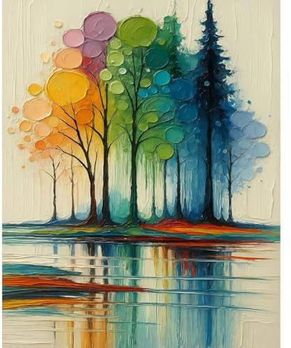 Pujeknm Malen Nach Zahlen Erwachsene Baum - DIY Einfach Handgemalt | Ölgemälde Kit für Anfänger, Mit 3-Pinseln und Acrylfarbe Als Geschenk 40x50cm (Rahmenlos)