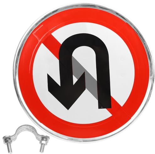 YARNOW Panneau Métallique D'interdiction Demi-tour Design Réfléchissant en Aluminium, Facile à Lire, pour Allée et Contrôle de Trafic