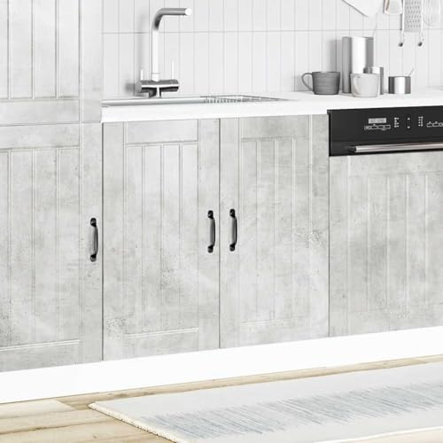 KKgypkn Mobile lavandino Lucca grigio cemento in legno mobiletto base cucina con ante e piedini regolabili, facile da pulire e robusto