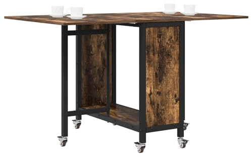 vidaXL Faltbarer Esstisch mit Rollen 130 x 80 x 76,5 cm Stahl PB, Wohnzimmer, rechteckiger Tisch, moderner Esstisch, platzsparender Stauraum, pflegeleicht, vielseitige Lösung mit Metallbeinen