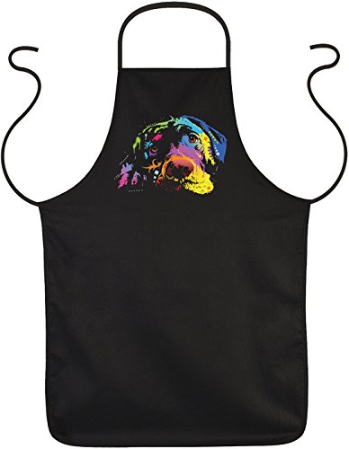 Labrador Motiv Schürze - Hunde Kochschürze : Lying Lab - Hunderassen Neon Kunstdruck Schürze