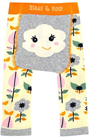 Blade & Rose Flower Face Leggings | Toddler and Baby Girls Knit Leggings | Yellow | from 0-4 Years