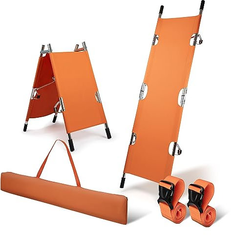 Pulox Krankentrage KTG-100 - Professionelle Erste-Hilfe-Trage, klappbare und stabile Notfalltrage, mobile Patiententrage aus Aluminium