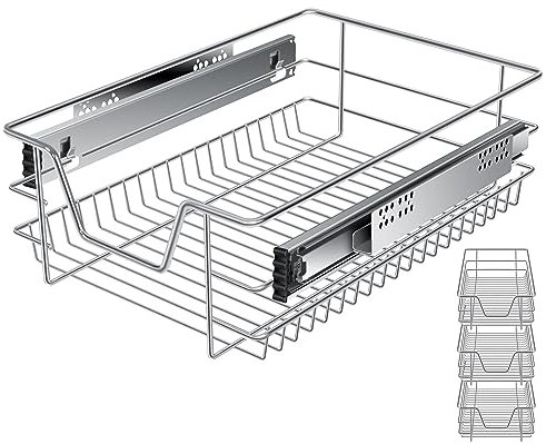 KESSER® Teleskopschublade 3x 40 cm ✓ Küchenschublade ✓ Küchenschrank ✓ Korbauszug ✓ Schrankauszug ✓ Vollauszug ✓ Schublade