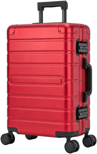 Travelhouse Oslo S Aluminium Handgepäck Koffer 55 x 36 x 20 cm Rot | Bordkoffer 55 cm mit 2 TSA-Schlössern, 360° Doppelrollen, Aluminiumrahmen und flexibler Inneneinteilung