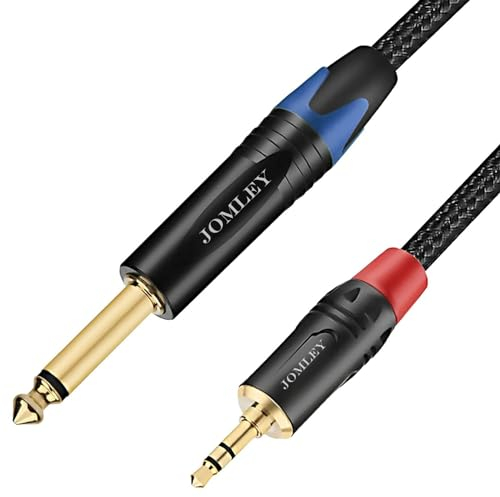 JOMLEY Cavo Jack 3,5mm to Jack 6,5mm, 6,35mm Mono a 3,5mm Stereo Adattatore Cavo, 1/4 Pollici TS Mono a 1/8 Pollici TRS Aux Interconnessione Audio Adattatore Cordone - 2 m