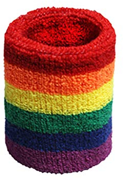 fatteryu Frauen Männer Sport Armbänder Handtuch Schweißband Regenbogen Bunte Streifen Atmungsaktive Armschienen Laufen Badminton Handgelenkstütze Wrap A