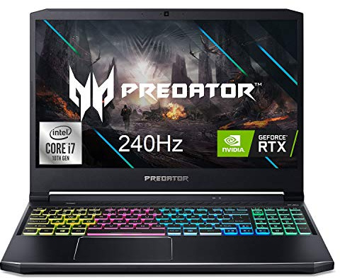 Acer Predator Helios 300 Gaming Laptop, Intel i7-10750H, NVIDIA GeForce RTX 2070 Max-Q 8GB, 15.6 FHD 240Hz 3ms IPS Display, 16GB Dual-Channel DDR4, 512GB NVMe SSD, WiFi 6, RGB Keyboard, PH315-53-71QX