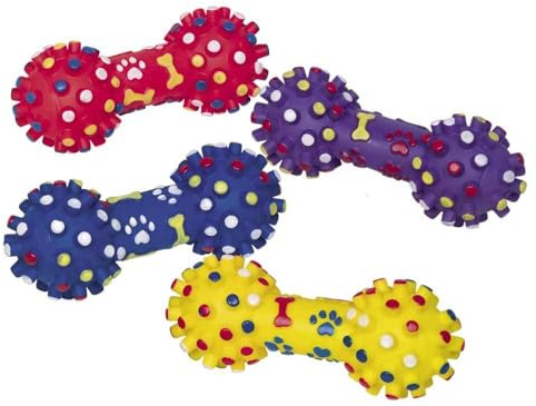 Nobby Vinyl Hantel Classic mit Squeaker farbig Sortiert 17 cm