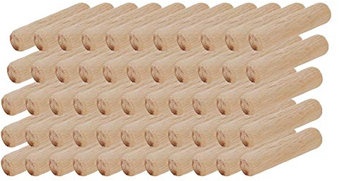 MroMax Lot de 50 goupilles en bois conduit cannelé en bois dur biseauté 8 x 60 mm