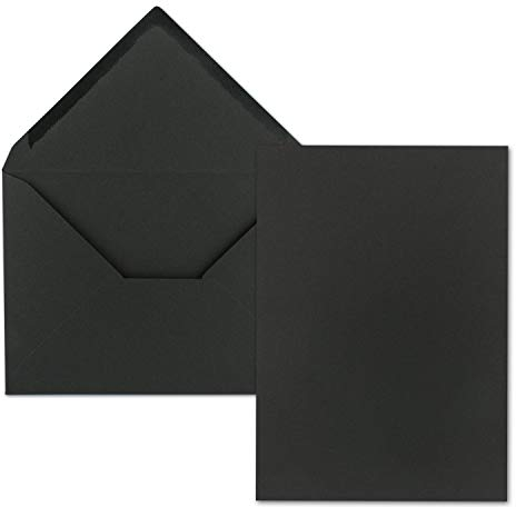 FarbenFroh by GUSTAV NEUSER 50 Stück Karte mit Umschlag Set - Einzel-Karten Din A5-14,8 x 21 cm Kraftpapier Schwarz mit Umschlägen Din C5-15,7 x 22,5 cm - Nassklebung