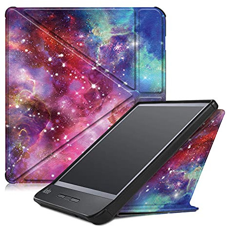 INSOLKIDON Compatible avec Coque KOBO Libra H2O 7 inch 2019 Tablet Couverture arrière en Cuir Bande Corps Complet Protection en Cuir pour Tablette Shell (Ciel étoilé)