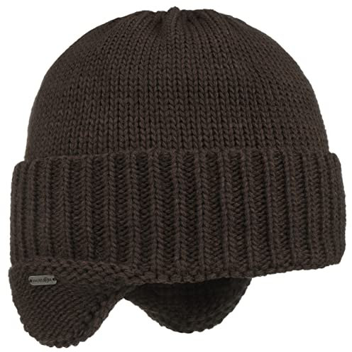McBURN Anton Ohrenschutz Strickmütze Ohrenmütze Wintermütze Mütze Wollmütze Skimütze Herren - Made in Italy mit Futter, Futter Winter Herbst-Winter - One Size braun