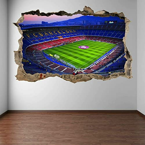 LIUWW FC Barcelona Nou Camp Stadion 3D Wandkunst Aufkleber Wandbild Kinderzimmer Fußball Wandaufkleber Multicolor (Blau, Rot) Vinyl Wand, Tür Wandaufkleber Modern 3D Stadion Wandkunst