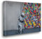Giallobus - Gemälde - Banksy - Kind öffnet den Vorhang - Premium Loom Canvas mit hoher Dicke - 70x50 - Bereit zum Aufhängen - Moderne Gemälde für zu Hause