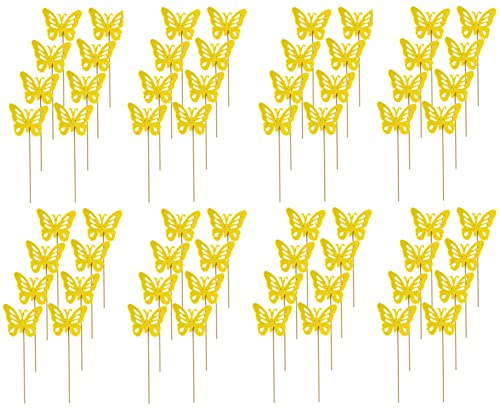 Blumen-Stecker Schmetterling gelb 8 x 25cm 64 Stück Dekostecker Gartenstecker Butterfly Deko