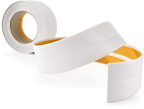 Quest Weichsockelleiste Selbstklebend - 30 mm x 30 mm - Knickleiste, Abschlussleiste für Küche, Badezimmer -Dichtungsband - PVC, Flexibel, Wasserdicht, Dekorativ - 10 Meter, Weiß