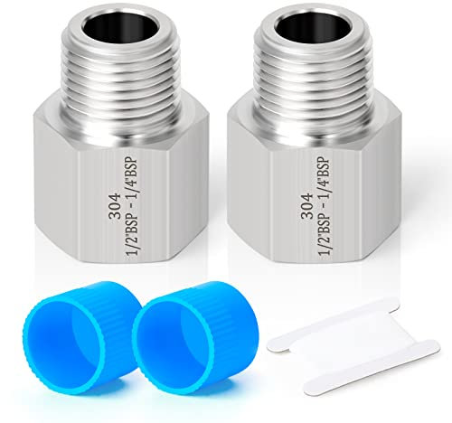 ERGAOBOY 2 Pcs 1/2 Femmina BSP x 1/4 Maschio BSP Filettatura In Acciaio Inox Riduttore In Acciaio Inox Connettore Esagonale SUS 304 Raccordi Per Tubi