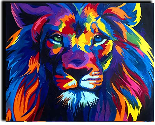 WANGMAOMAO Malen nach Zahlen Kits für Erwachsene Kinder Anfänger Aquarell Löwe DIY Ölgemälde Einzigartiges Geschenk Vorgedruckte Leinwand Wanddekoration Kunst 40x50cm -mit Rahmen