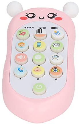 CHICIRIS Babyphone-Spielzeug, Haltbares Plastikbaby-Musiktelefon-tragbares Baby-Handy-Spielzeug Batterie Im Honigbienenstil Nicht Im Lieferumfang Enthalten (Rosa mit Lanyard)