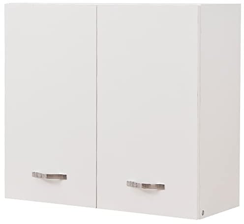 Shally Dogan Escurreplatos de Pared, Armario Colgante de Cocina de Pared, Armario Colgante de Madera con Dos Puertas Color Blanco, 80 x 32 x 72 cm
