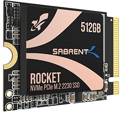 SABRENT SSD 512GB, SSD Interno, SSD NVMe PCIe 4.0 M.2 2230, Gen 4, 4750 MB/s, Compatibile con Steam Deck, ROG Ally, Surface Pro, PC, NUCs e Laptop, fino a 800.000 IOPS, Rocket 2230 (SB-2130-512)