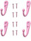 Yesmin 4 PCS Wall Mounted Hooks,Coat Hooks Retro Door Robe Hook for Hanging Towel Clothes Hat Key Single Metal Hook Cloth Hanger for in Bedroom Bathroom Kitchen Cupboard (with 8 Pcs Screws)-Pink