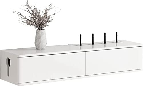 An der Wand montiertes TV-Gerät, schwebender TV-Ständer, (31,4 Zoll), weißes Set-Top-Box-Router-Regal, versteckt das Kabel, für TV-Box, Fernbedienungen, kabelloses WLAN, TV-Aufbewahrungswand