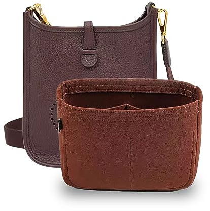 D.DUO Taschen-Organizer-Einsatz, Handtaschen-Einsatz, Taschen-Trennwand für Hermes Evelyne 16/29/33 ((L(11.8×3.1×8.7), Braun)