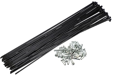 QUARKZMAN 40 Stück 14G J Kurve 226 mm Speichen mit Nippeln für Fahrrad, Schwarz