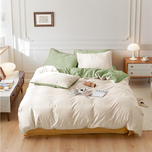 Tospass Winter Bettwäsche 200x220cm 3 Teilig Plüsch Flanell Fleece Creme Weiß Frucht Grün Warm Winterbettwäsche Flauschig Samt Cashmere Touch Wende Bettbezug mit Reißverschluss 2 Kissenbezug 80x80cm