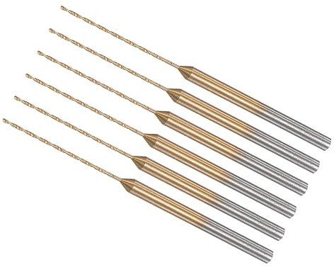 CoCud Mini Bohrer Bit 0.6mm Bohrer Durchmesser 2.35mm Schaft Durchmesser Titan Beschichtet Mikro Gravur Bohrer Bit - (Anwendung: für Plastik und Holzarbeiten) 6Stk