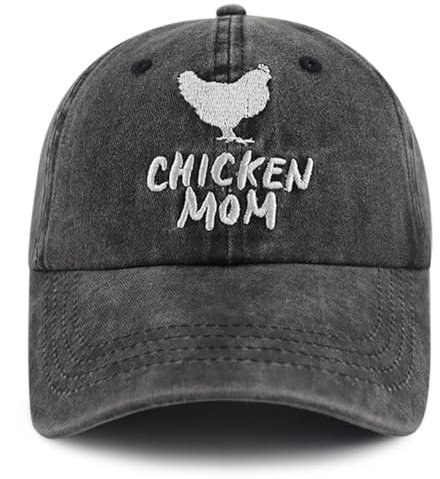 Kpainath Huhn Mama Hut, lustige verstellbare gewaschene Baumwolle bestickt Bauernhof Henne Baseball Cap, Schwarz, Einheitsgröße