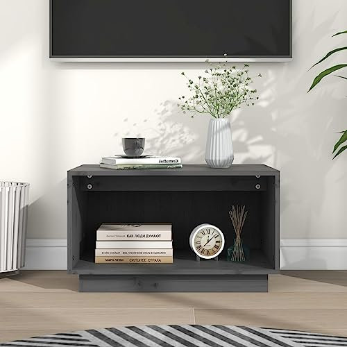 Homvdxl TV Stand Cabinet 60cm for Entertainment Storage, Wood TV Unit with Open Cube, Media Console Table Storage Cabinet, Entertainment Center for Living Room, Grey