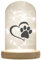 WB wohn trends LED-Glaskuppel, Tier-Pfote Katze Hund Regenbogen-Brücke, 16,5x11cm, Glasglocke mit LED-Licht und Holz-Fuß LED-Laterne LED-Lampe mit Text Spruch