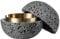 Miawtro Ashtray, Stainless Steel Ash Tray with Dark Gray Rock, Easy-to-Clean Ashtray with Lid for Cigarettes Home Office, Removable Outdoor Ashtray Patio Outdoor Indoor Smokers Gifts