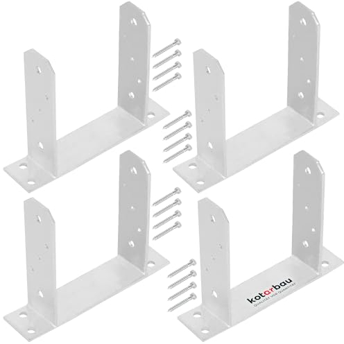 KOTARBAU® 4 Stk. Pfostenträger 160 mm TT Feuerverzinkt Stahl Pfostenträger zum Aufdübeln Betonanker für Pfosten Holzpfosten Pfostenschuh Pfostenanker Zaunpfosten Metall Bodenfuß für Vierkantholzpfoste